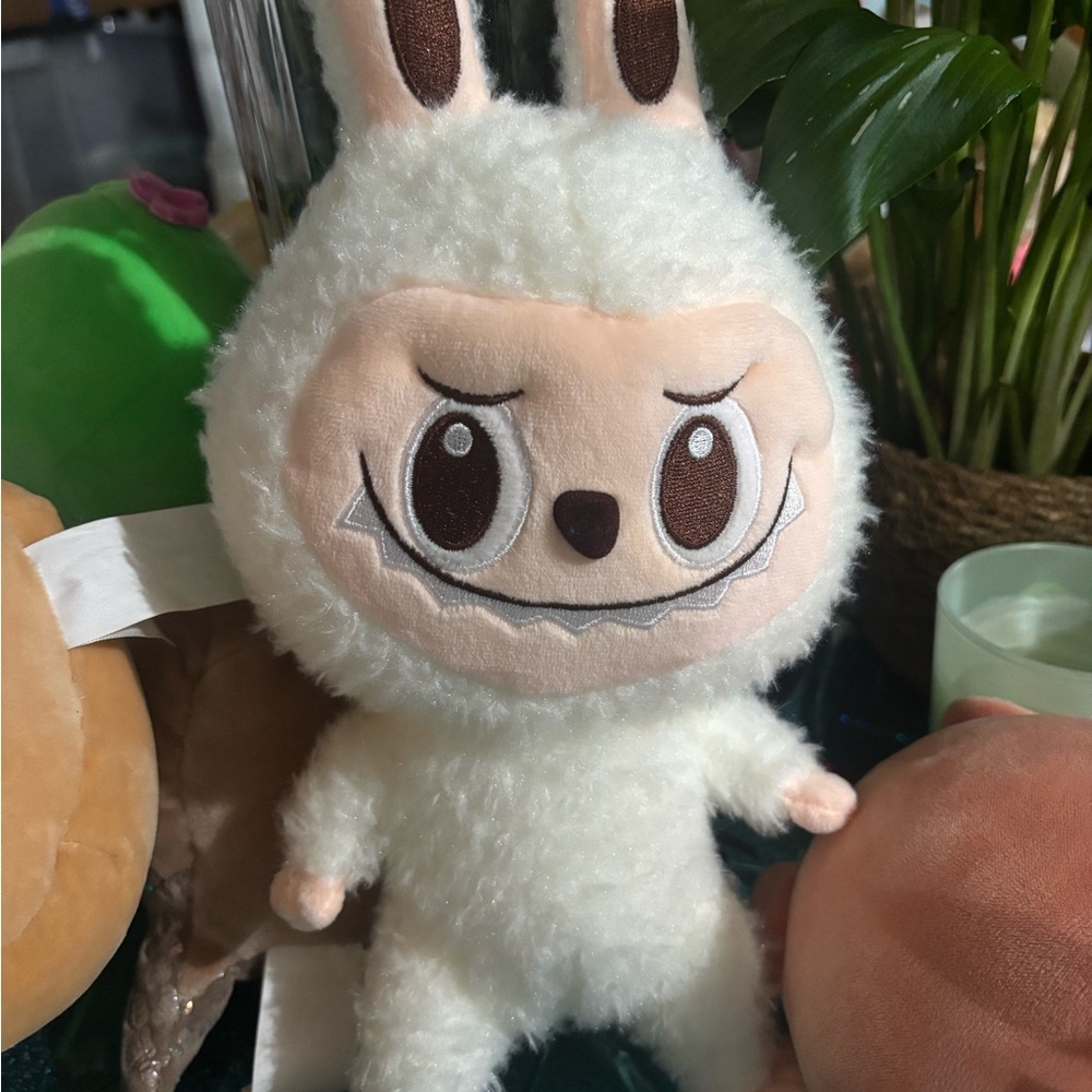 Charming White Plush Toy for Small Pets
